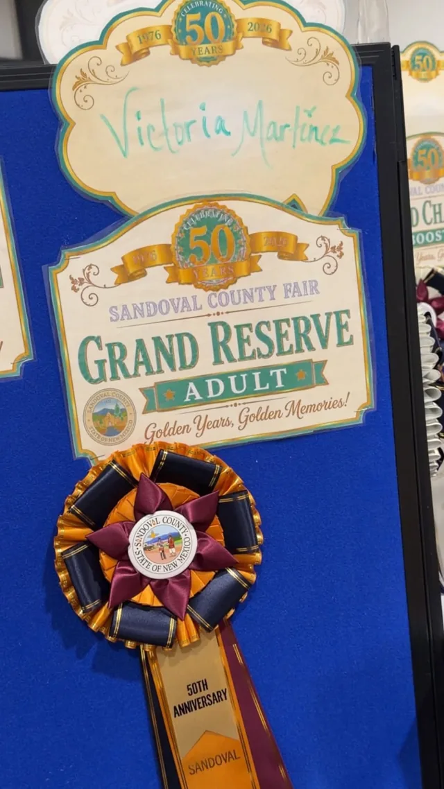 Grand reserve adult award and ribbons from the Sandoval County Fair